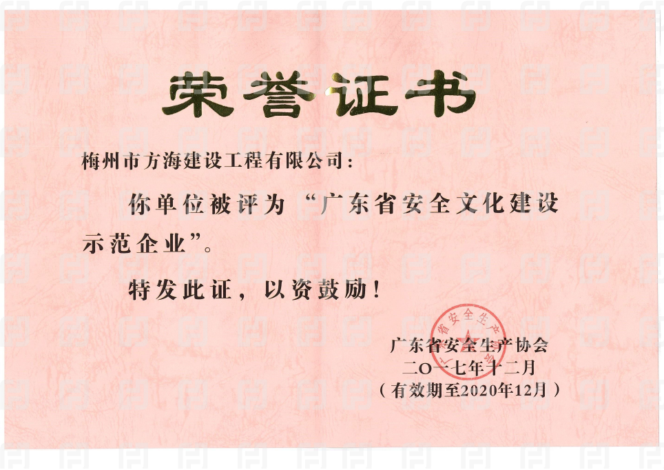 2017廣東省安全文化建設示范企業